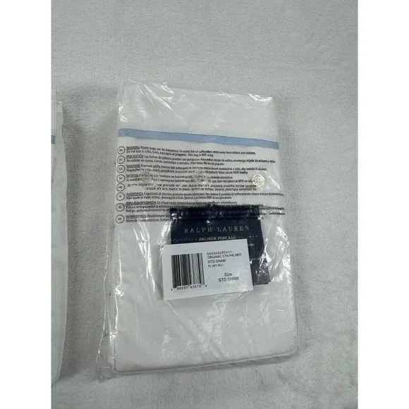 NWT Ralph Lauren Organic Cotton Percale Palmer Sham Pillow Case Blue - 20X28 in